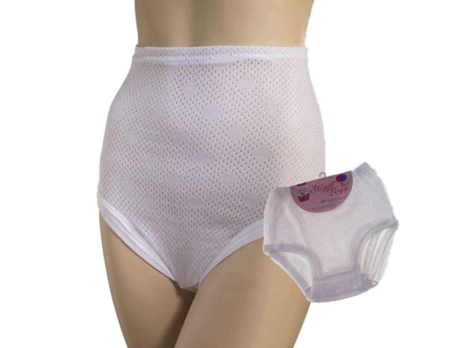 Mrao® Pack of 6 Ladies Airtex Eyelet Cuff Leg Pants Full Brief Knickers 100% Cotton