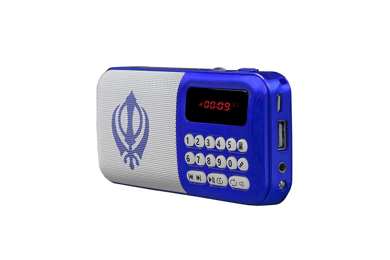 Nitnem & Banis Mini Portable Gurbani Radio Player with Path Bluetooth FM/AM/AUX/Sd Card/Pendrive Support (Blue) Hi Fi Digital Sound (Punjabi/Sikh/Waheguru Simran Speaker/Music Player)