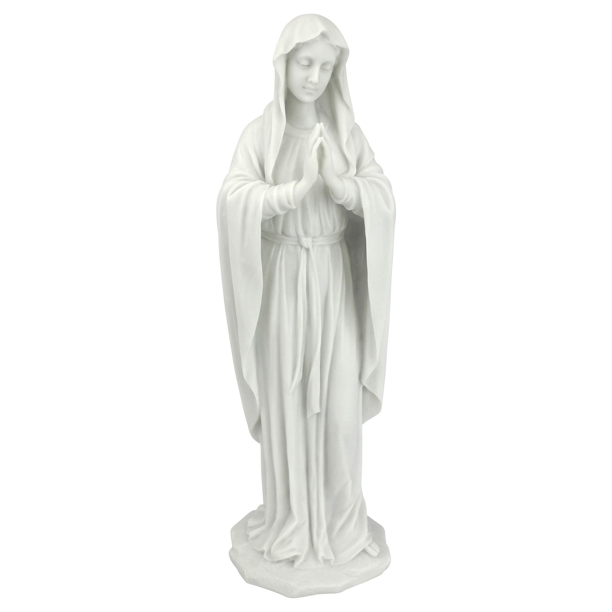 WU74504 Blessed Virgin Mary Statue, Small 30.5 cm Figurin Figurine, Bonded Marble Polyresin, White