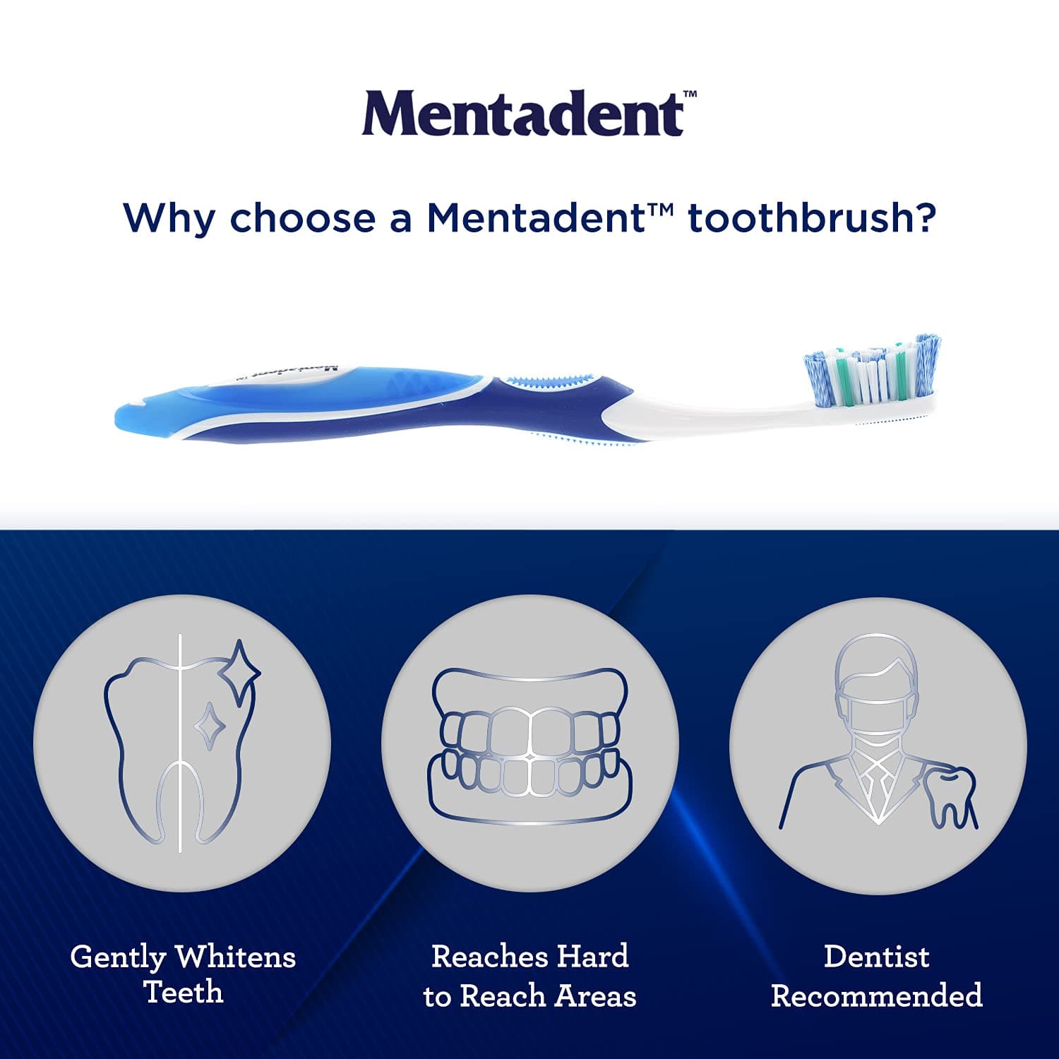 GuruNanda Mentadent Manual Toothbrush for Adults & Kids - Extra Cleaning with Soft Bristles for White Teeth Family 4 Count(Pack of 1)