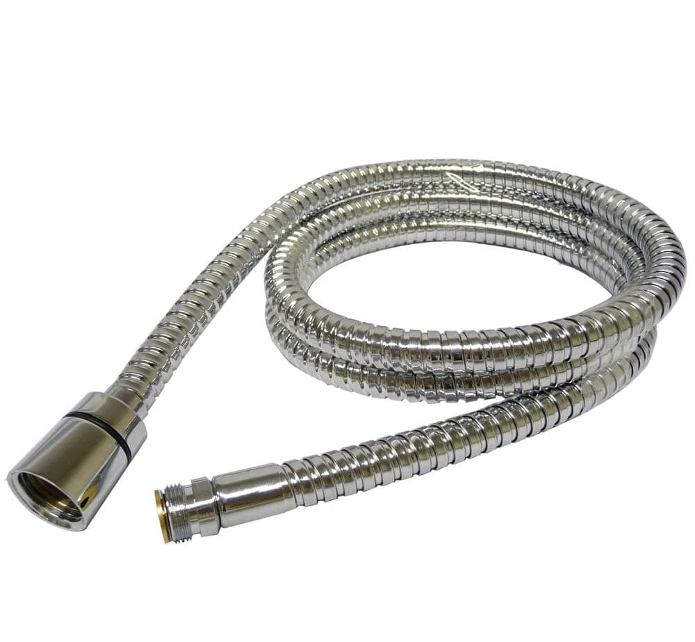 200cm 8mm Bore Stainless Steel Through Bath Shower Hose - BH34-15mm Fine Thread Male to Std Shower Head Connection
