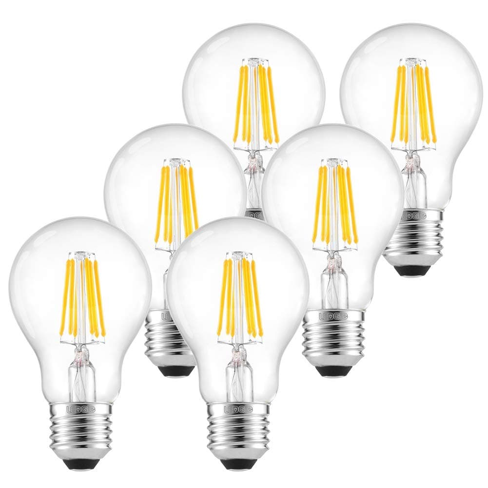 Dimmable Edison LED Bulb 6 Pack, Vintage LED Filament Light Bulb, 6W=60W Incandescent, 2700K Warm White, E27 Antique Edison Screw Clear Filament Light Bulb