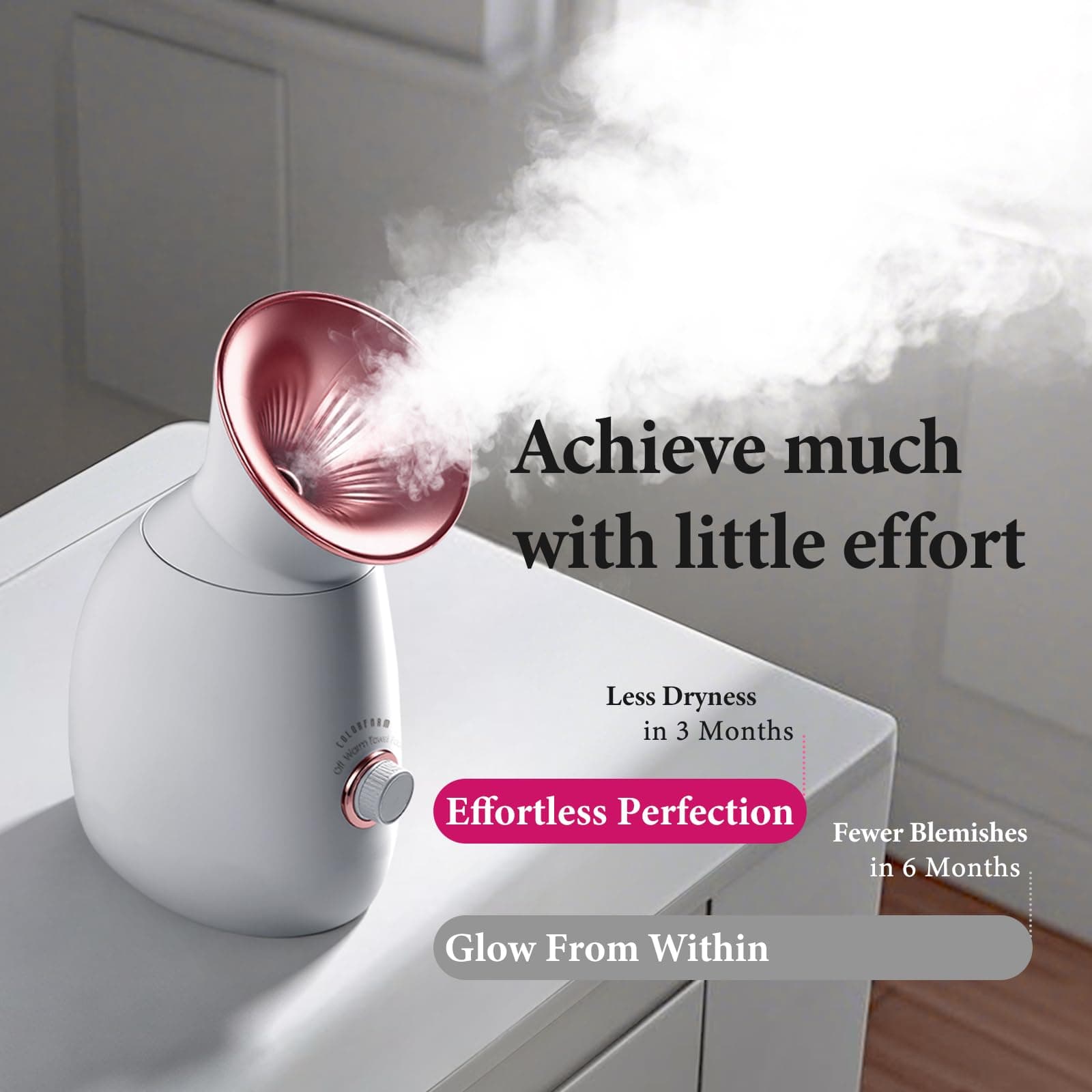 Colorfarm Facial Steamer Nano Ionic: Large Face Steamer Deep Cleaning Unclogs Pores - Humidifier Hot Mist Home Sauna Spa for Women Men Sinuses Moisturizing (3-in-1)