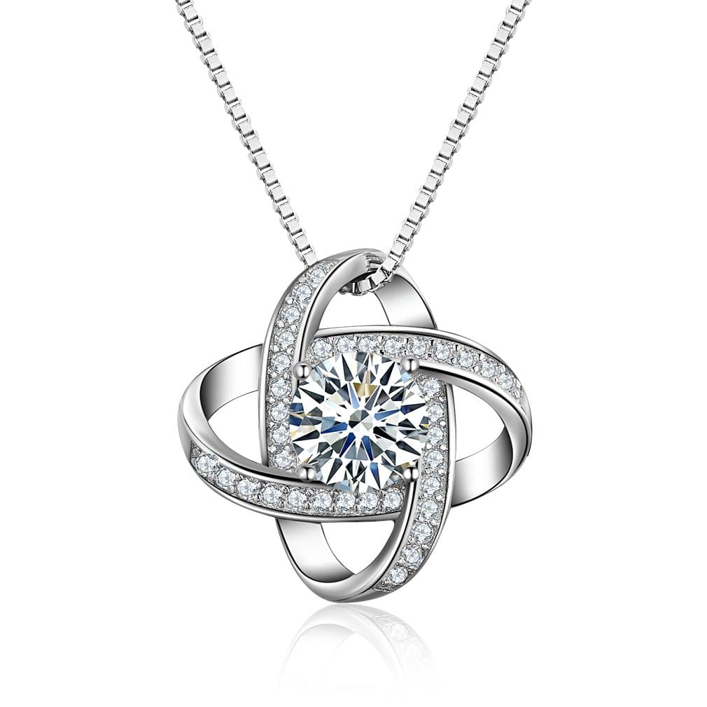 S.Vantine 925 Sterling Silver Necklace Cubic Zirconia Twist Cube Love Necklaces for Women