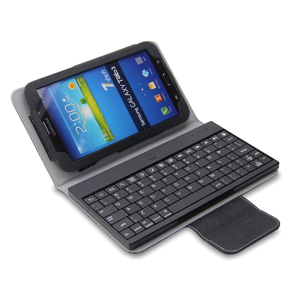 NEWSTYLE Black Slim Detachable Wireless Bluetooth Keyboard PU Leather Folio Case Cover For Samsung Galaxy Tab 3 7 inch P3200