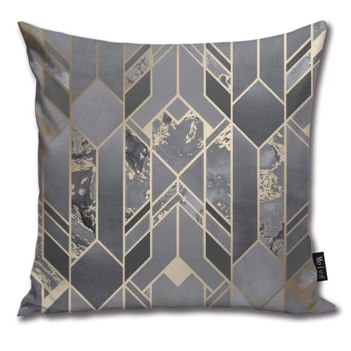 nonebrand Liquid marble geometric charcoal gold Cushion Covers Home Decorative Throw Pillowcases for Livingroom Sofa Bedroom Car 18X18inch