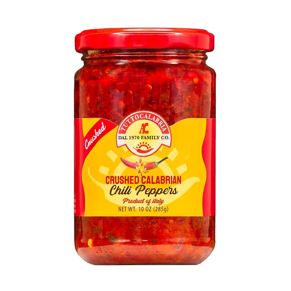 TUTTOCALABRIA, Crushed Calabrian Chili Peppers, 10oz (285g), Spicy Condiment with Calabrian Chili Peppers, Extra Virgin Olive Oil, Ideal for Pasta, Pizza, Sandwiches and Fish, Made in Italy