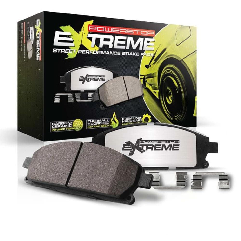 PowerStop Front Brake Pads For Chevrolet Camaro 2012-24 |Corvette 2015-19 |Dodge Challenger 2015-23 |Charger 2015-23 - Z26 Carbon-Fiber Ceramic Brake Pads With Installation Hardware, Z26-1405