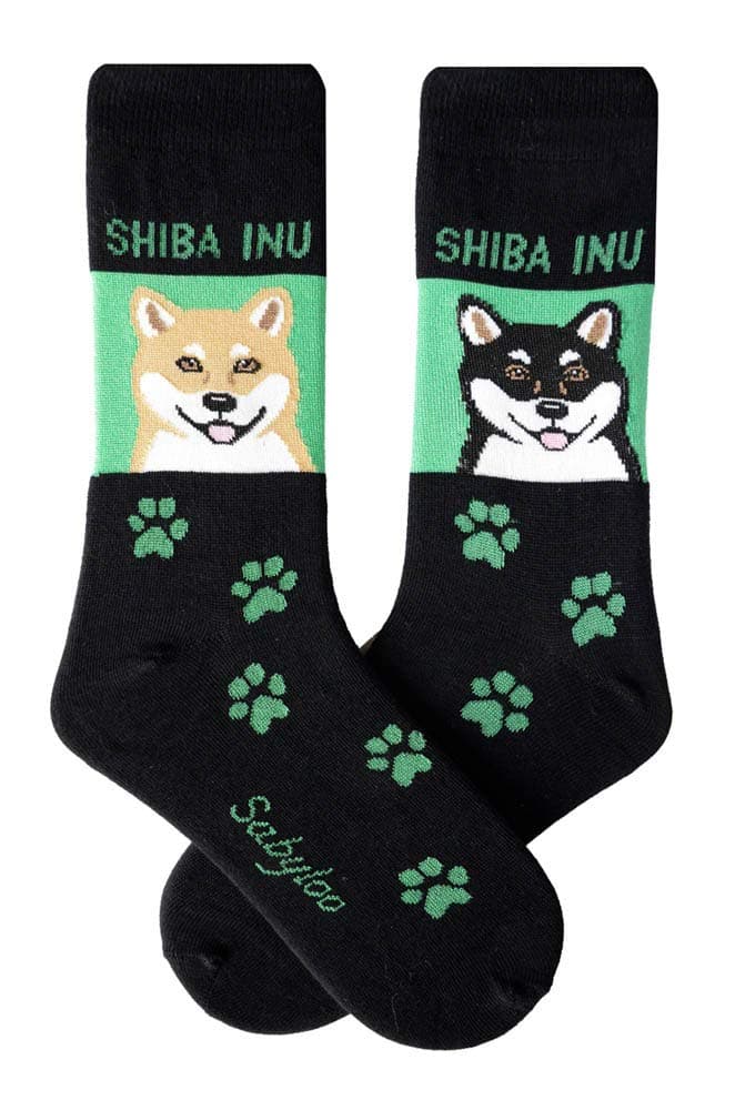 Shiba Inu Crew Socks Unisex Green