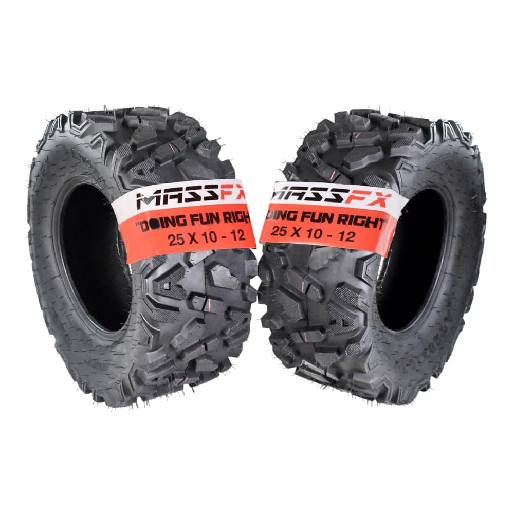 2 Rear 25x10-12 KT MASSFX TIRE SET ATV TIRES 6 PLY 25" 25x10x12