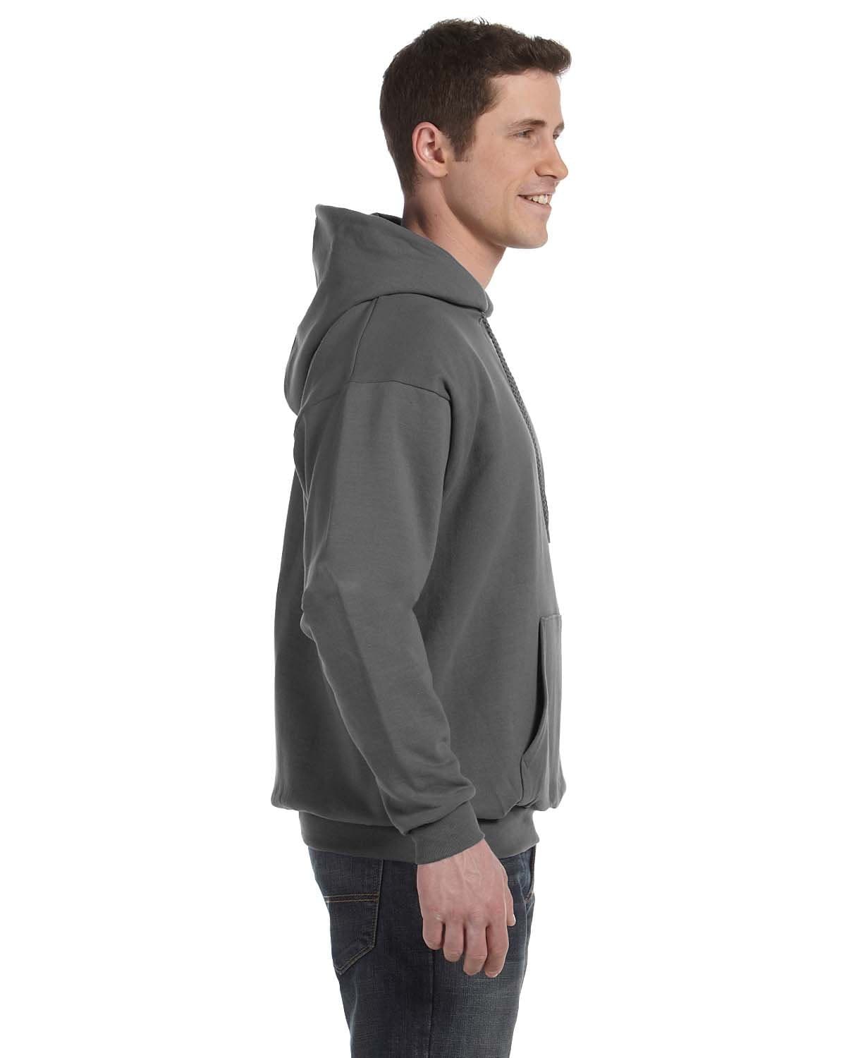 P170 Mens EcoSmart Hooded Sweatshirt Small 1 Safety Green + 1 Smoke Grey