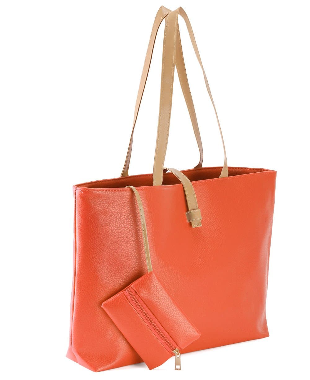 Casint TM , PU leather Women’s Hand bag (orange)