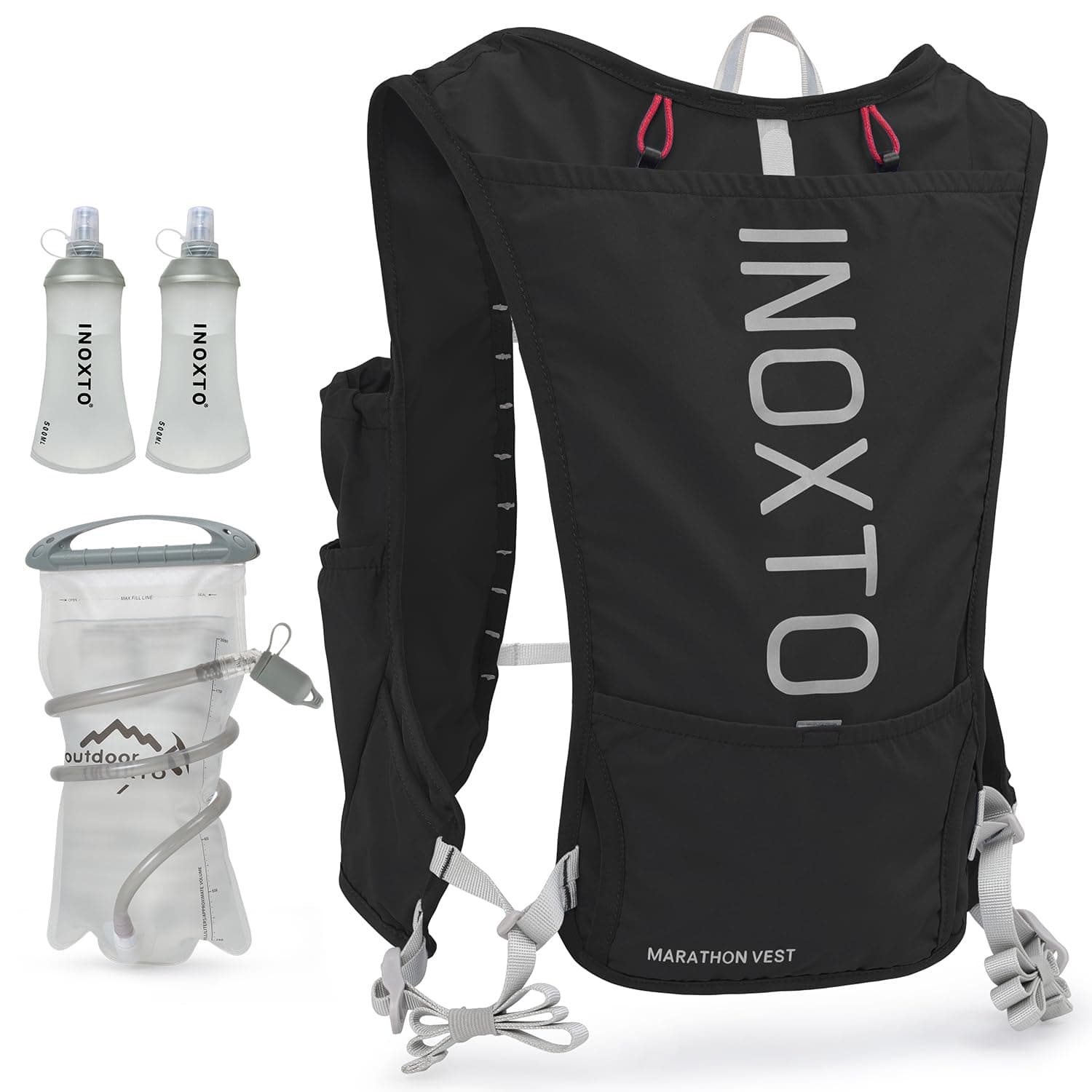 INOXTO Running Hydration Vest Backpack,Lightweight Insulated Pack with 1.5L Water Bladder Bag Daypack for Hiking Trail Running Cycling Race Marathon for Women Men