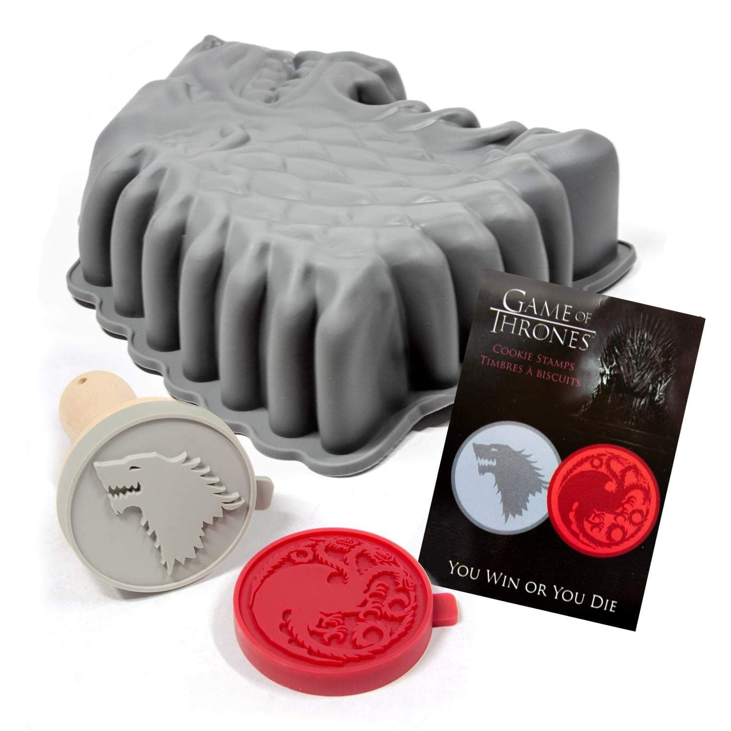 Game of Thrones Baking Set | Includes Cookie Stamps and Silicone Cake Pan | Cookie Press, Bakeware Pan, Baking Mold For Homemade Cakes, Breads | Geeky Kitchen Essentials
