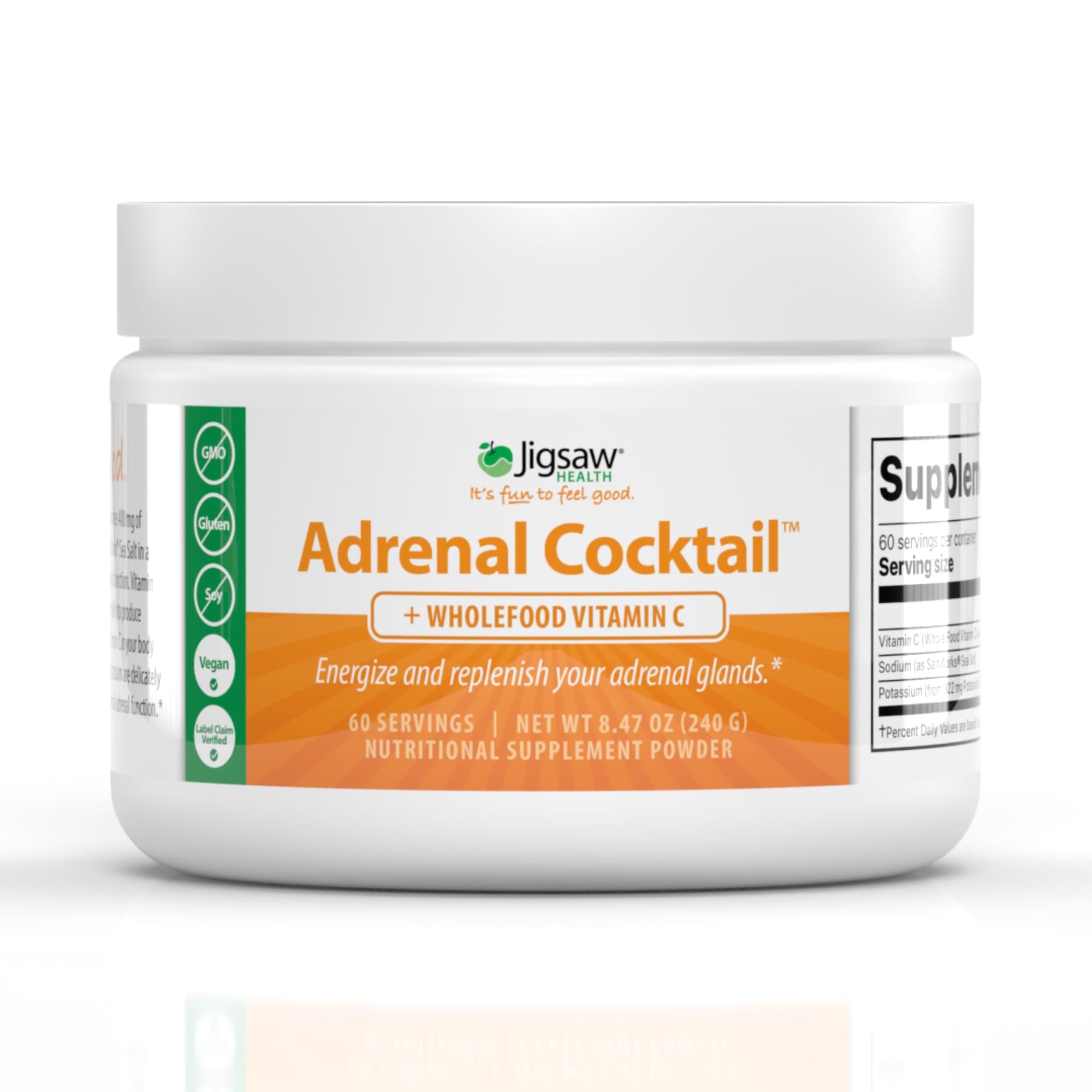 Jigsaw Health Adrenal Cocktail with Whole-Food Vitamin C, 60 Servings