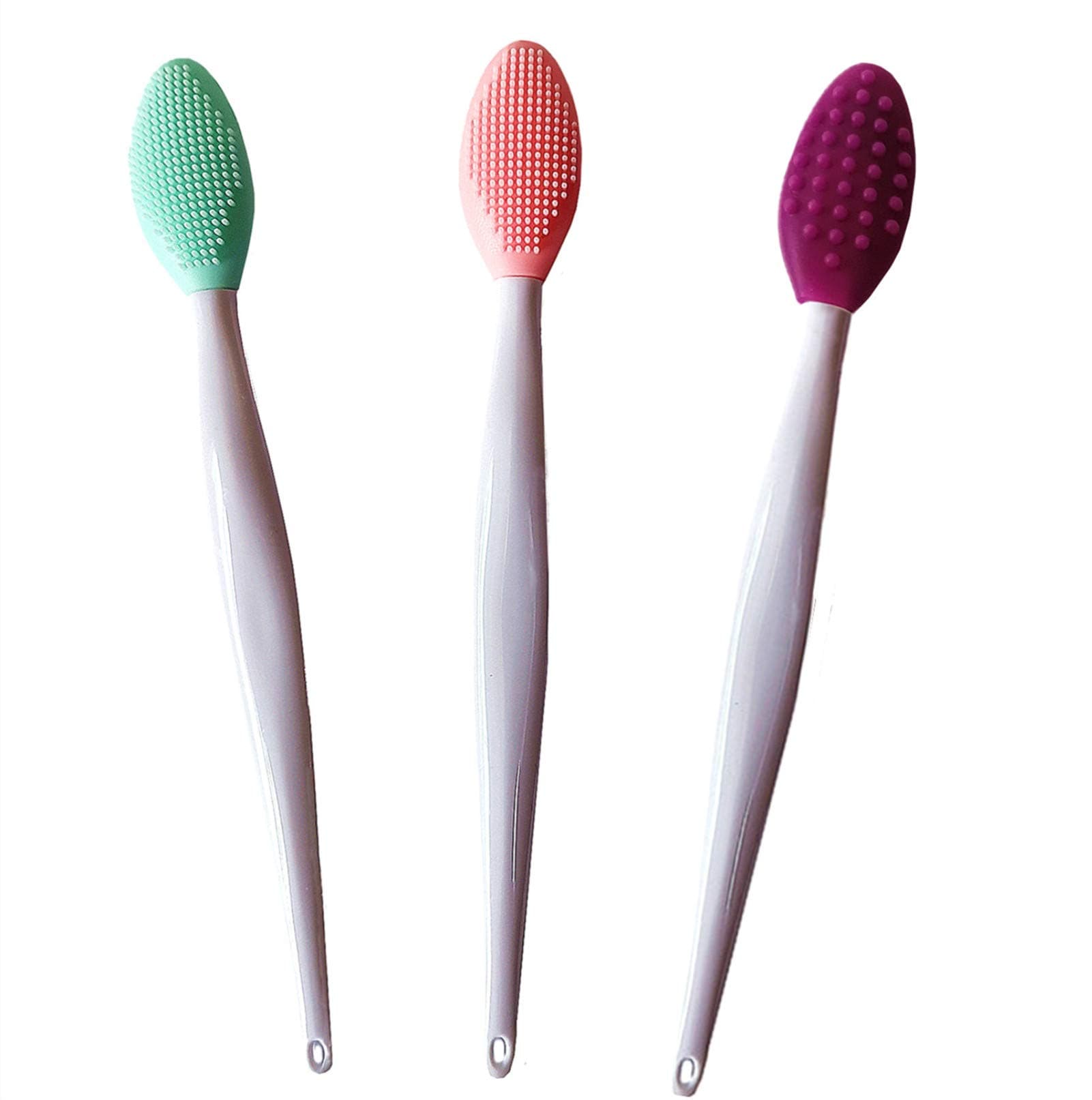 Lip Scrub Brush, Double Sided Silicone Exfoliating Lip Brush, Exfoliating Brush for Men and Women, 3pcs