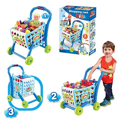 EGT Boys Or Girls Kids Shopping Cart Trolley (Blue)