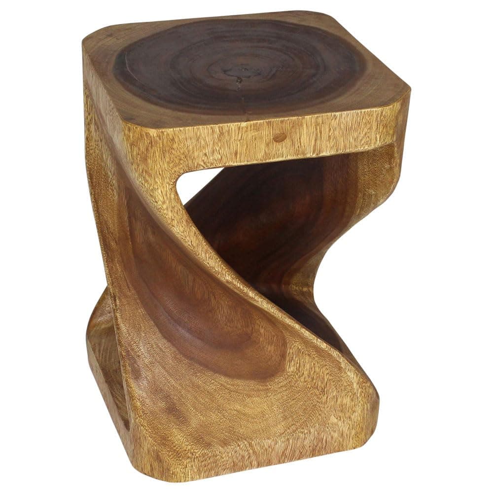Haussmann® Original Wood Twist Stool 14 X 14 X 20 in High Walnut Oil