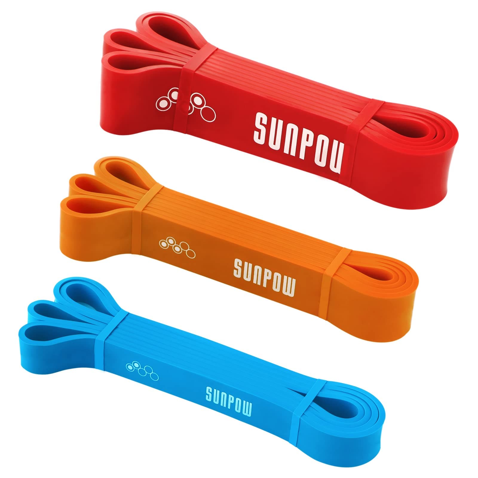 SUNPOW Pull Up Assistance Bands - Set of 5 Resistance Heavy Duty Workout Exercise Stretch Fitness Bands Assist Set for Body, Instruction Guide and Carry Bag Included
