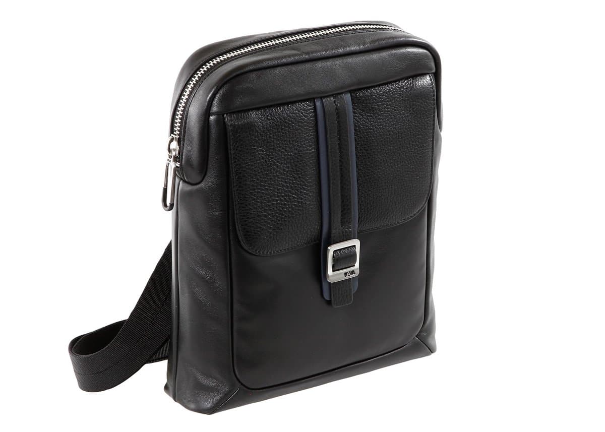 BORSELLO TRACOLLA NAVA COURIER LEATHER IPAD CROSSOVER NERO