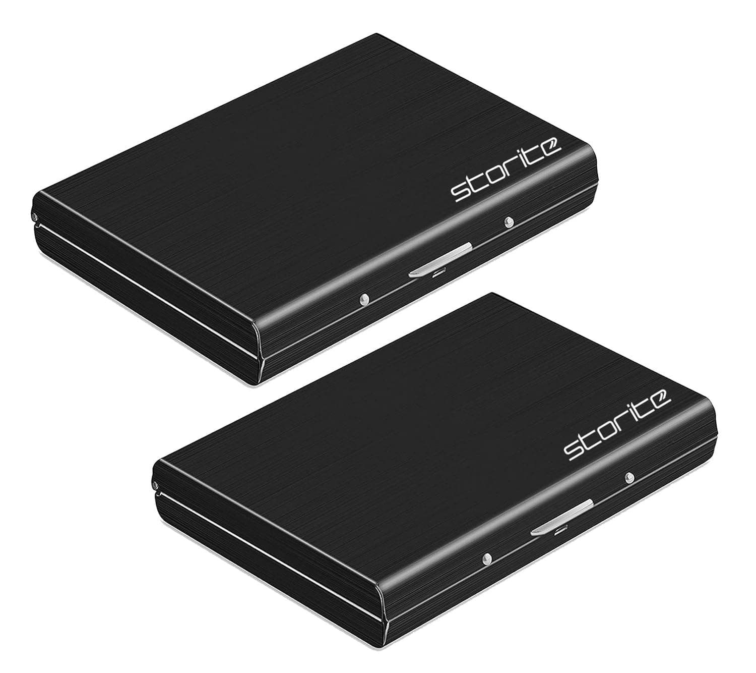 RFID Metal Credit Card Holder Wallet | 6 Slot Slim Card Case for Men & Women | Anti-Theft Pocket Organizer for ATM, ID & Business Cards – Shiny Black (2-Pack)