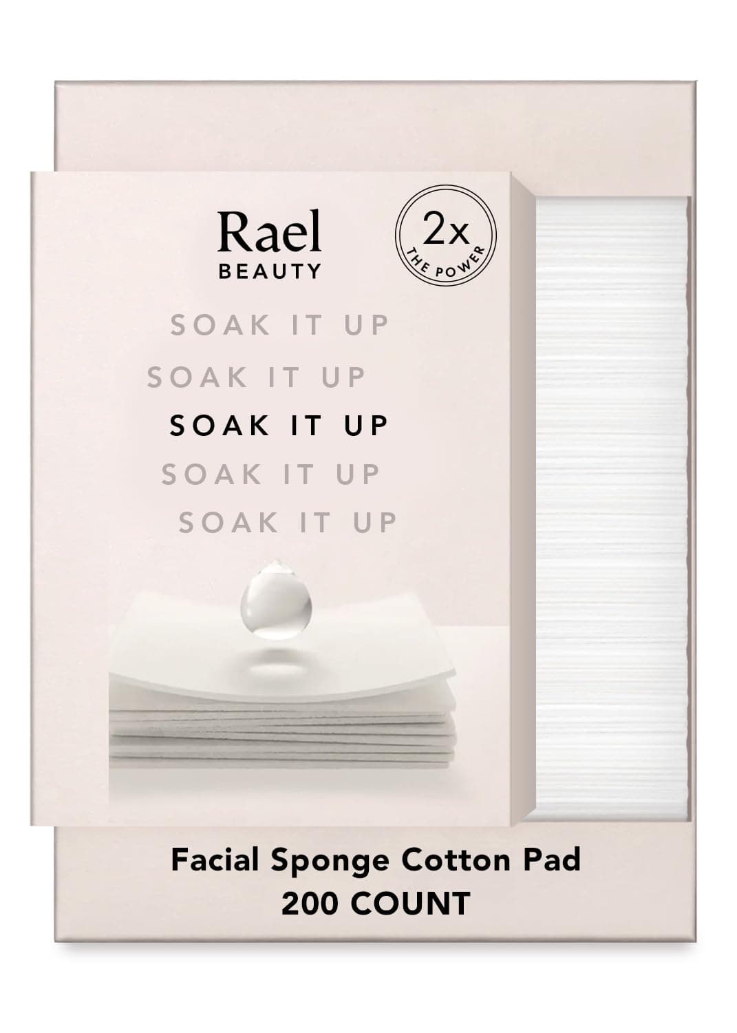 Rael Cotton Pads for Face - Facial Sponge, Square Pad Use with Toner, Makeup Remover, Lint-Free, Soft and Thin, Korean Skin Care (200 Count)