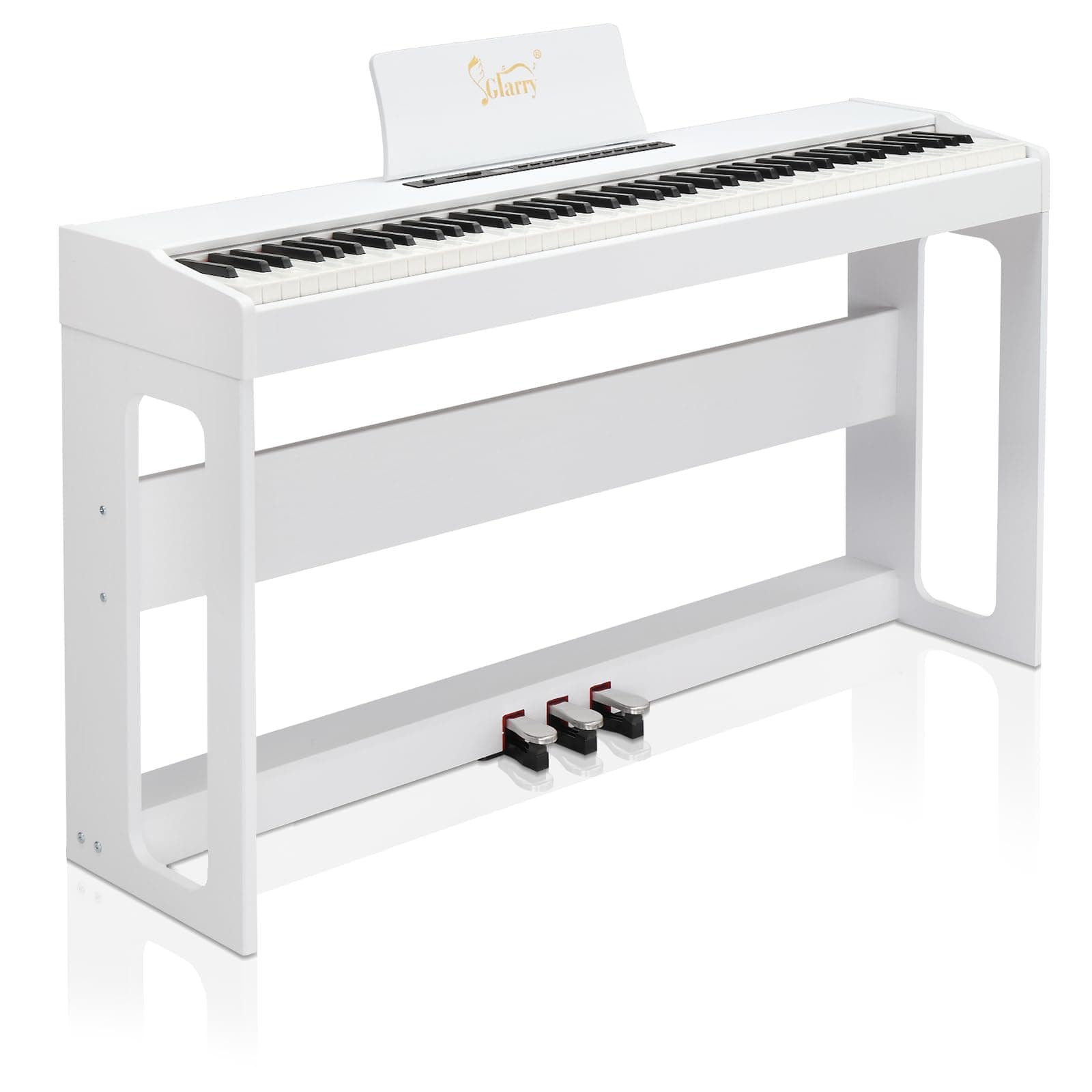 Glarry Digital Piano 88 Weighted Keys with Piano Headphones, Full Weighted Hammer Heavy Action Electric Keyboard Piano for Beginners, Piano Keyboard with 3-Pedal Unit, Double Bluetooth (White)