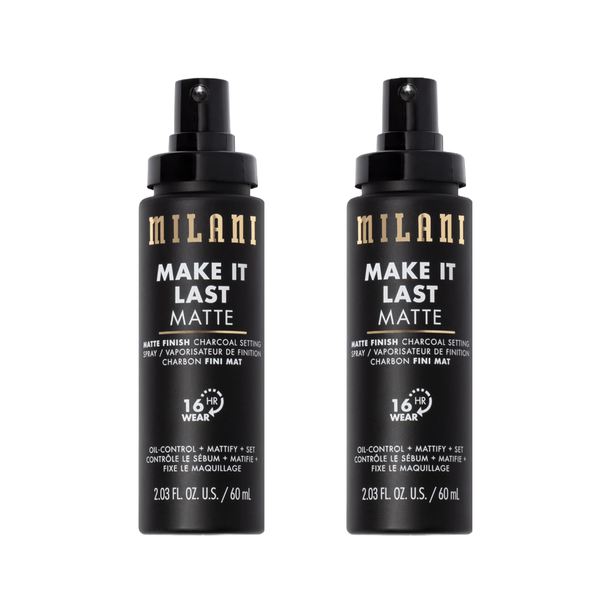 Setting Spray + Primer, Make It Last Matte- Oil Absorbing Charcoal Formula to Control Shine, Matte Finish Setting Spray for Makeup and Primer for Oily Skin, Prime +Correct + Set - 2 Pack