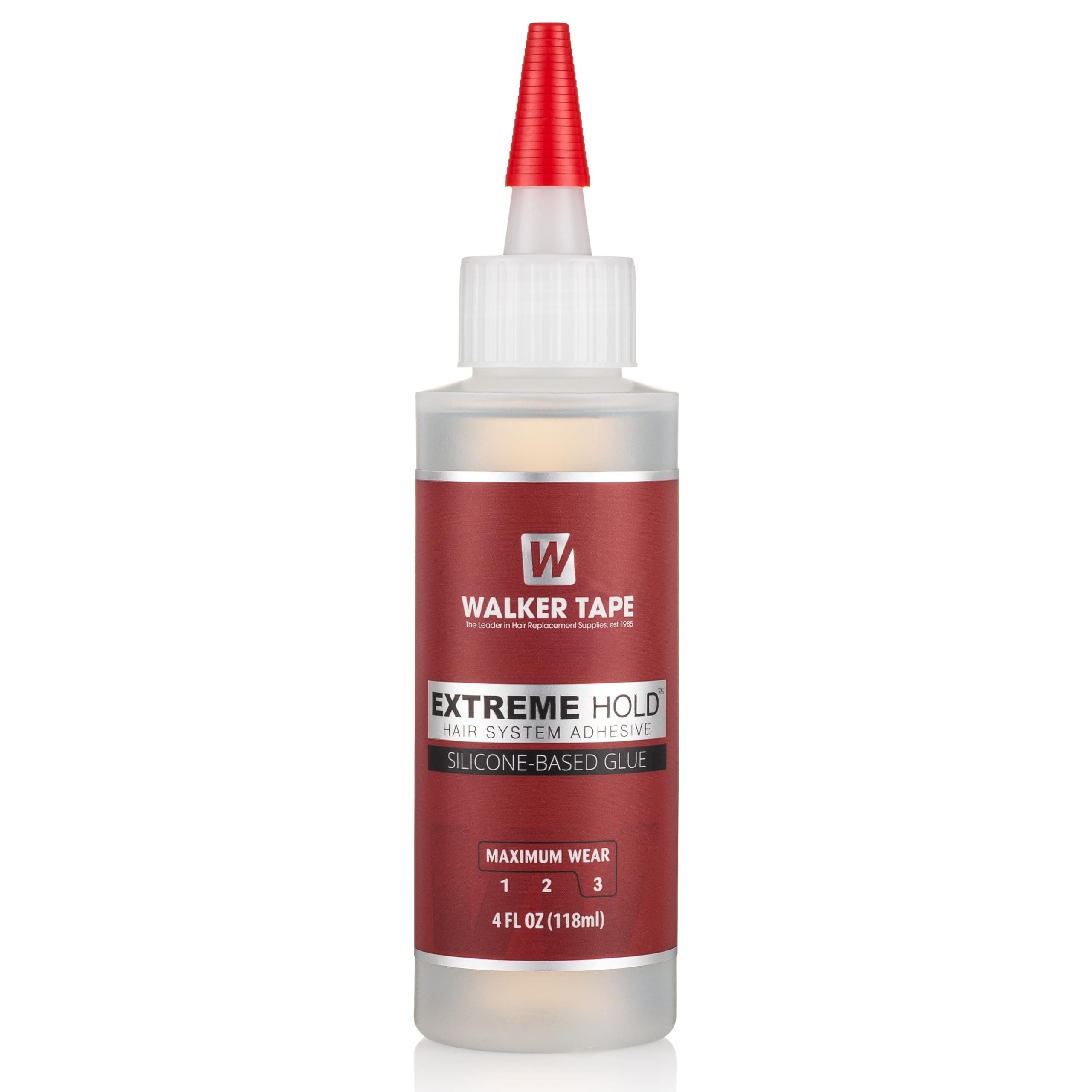 Extreme Hold Adhesive 4 fl oz Squeeze Bottle for Wig Installs, Lace Systems, Toupee Applications, Hair Tape Prep and Adhesive Strips Use Offering Maximum Wear Strength, Skin-Safe Bonding