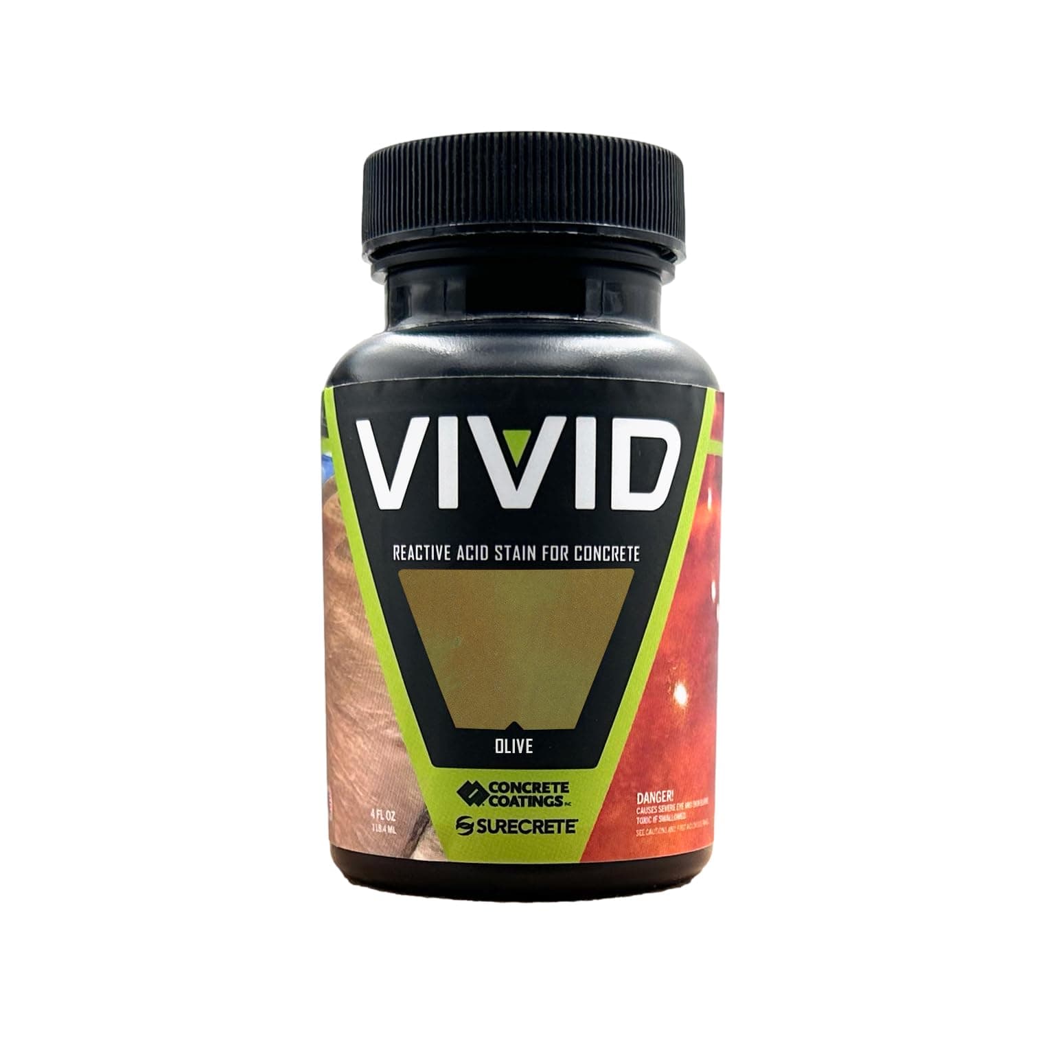 CC Concrete Coatings Vivid Acid Stain for Concrete | Olive | 4 oz Tester