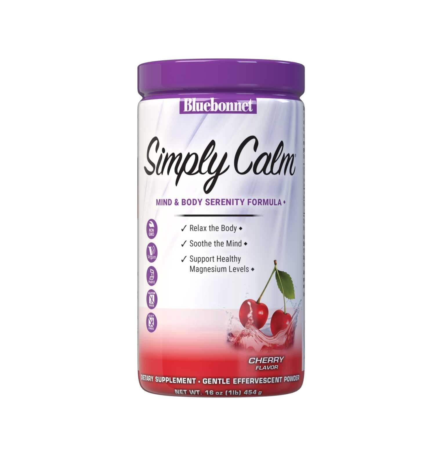 Bluebonnet Nutrition Simply Calm Powder, for Calm*, Muscle Cramps*, Stress Relief*, Non-GMO, Vegan, Kosher Certified, Gluten-Free, Soy-Free, Dairy-Free, 16 oz, 82 Servings, Cherry Flavor