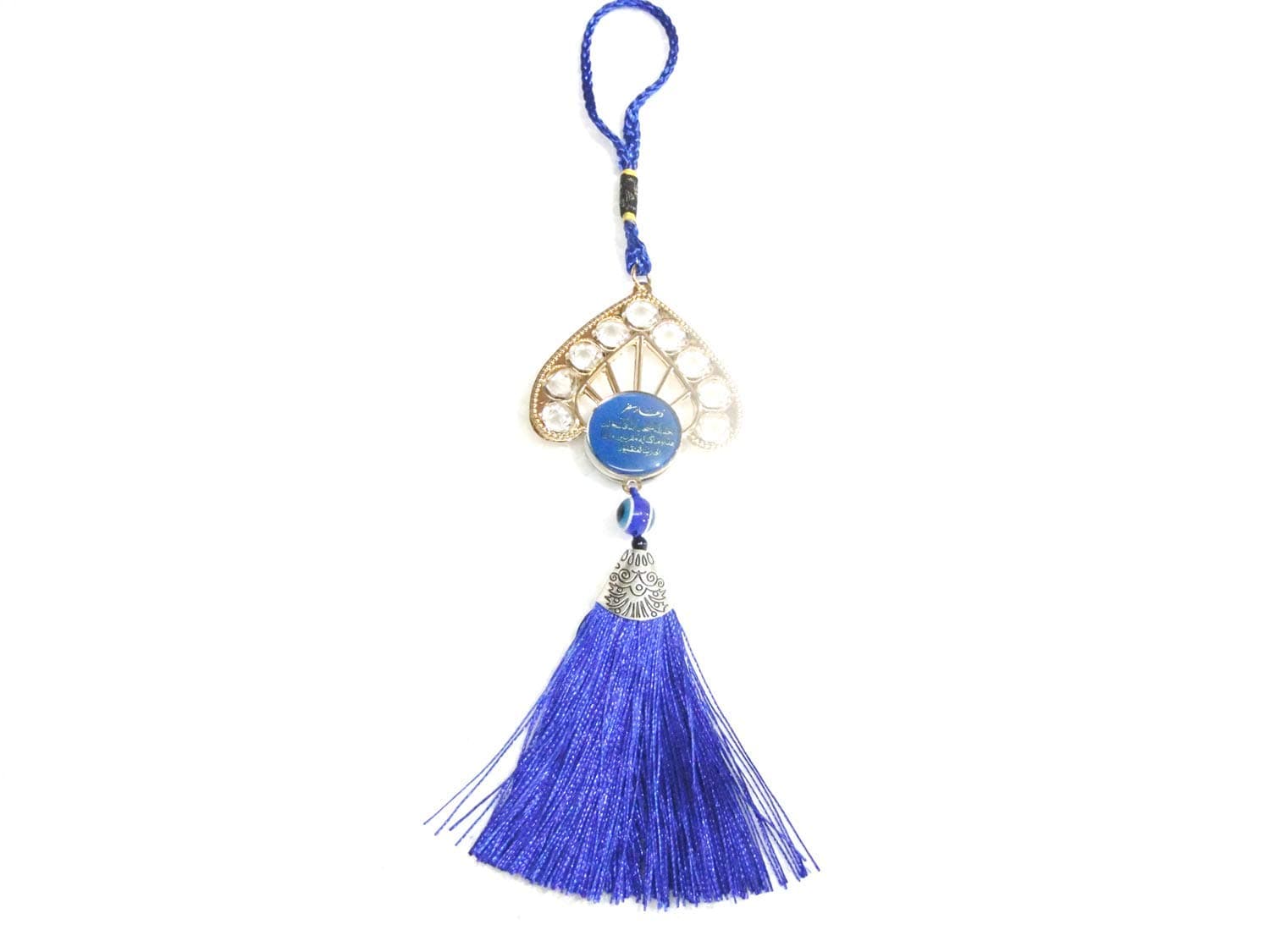M A GIFTS Glass Ayatul Kursi-Dua e Safar Car Hanging (4 x 11-Inch, Blue)