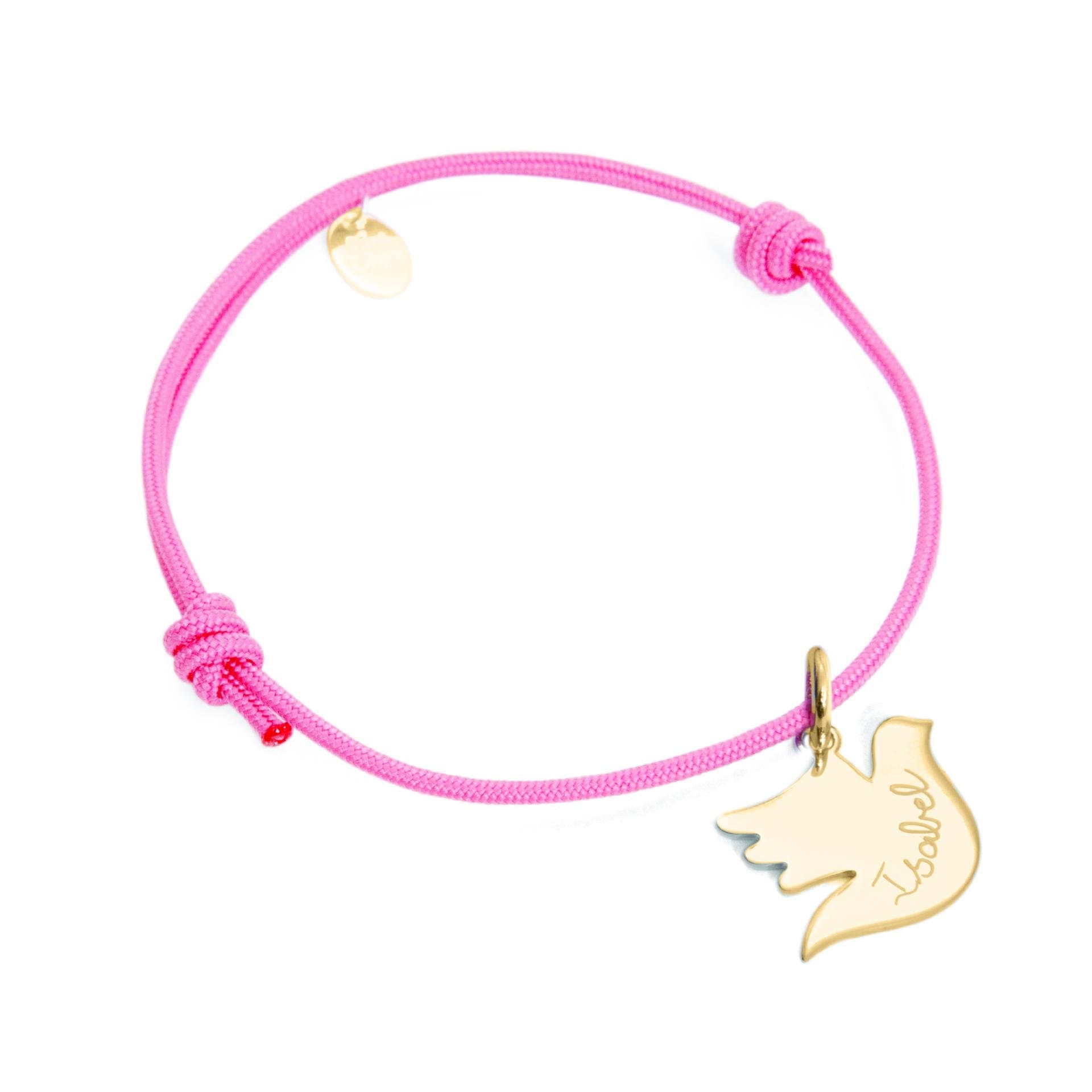 India Personalised NAME Bracelet with Gold Plated Dove of Peace