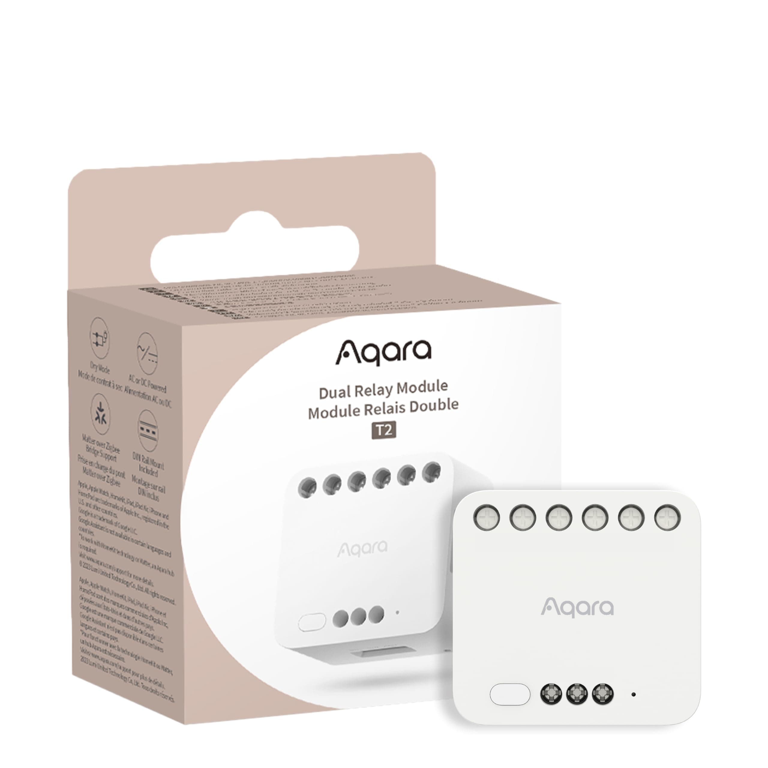 Dual Relay Module T2,Smart Relay Switch Dry Contact Mode for Garage Doors and Boilers,Light Switch Roller Shade Switch,Supports Homekit and Alexa,Requires a Neutral Line and Aqara Zigbee 3.0 Hub