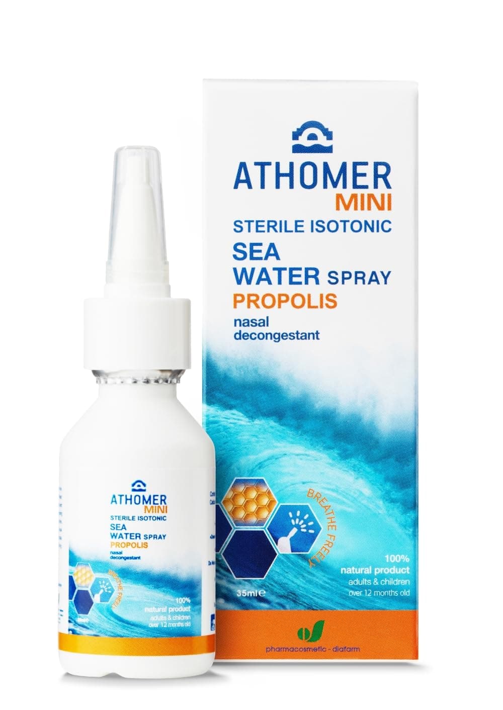 All Natural Seawater Nasal Spray with Propolis – for Colds, Blocked Nose & Hayfever, Heals Minor Nasal Injuries. Non Allergic, Suitable for Adults, Pregnant Women and Children 1yr+ (35ml)