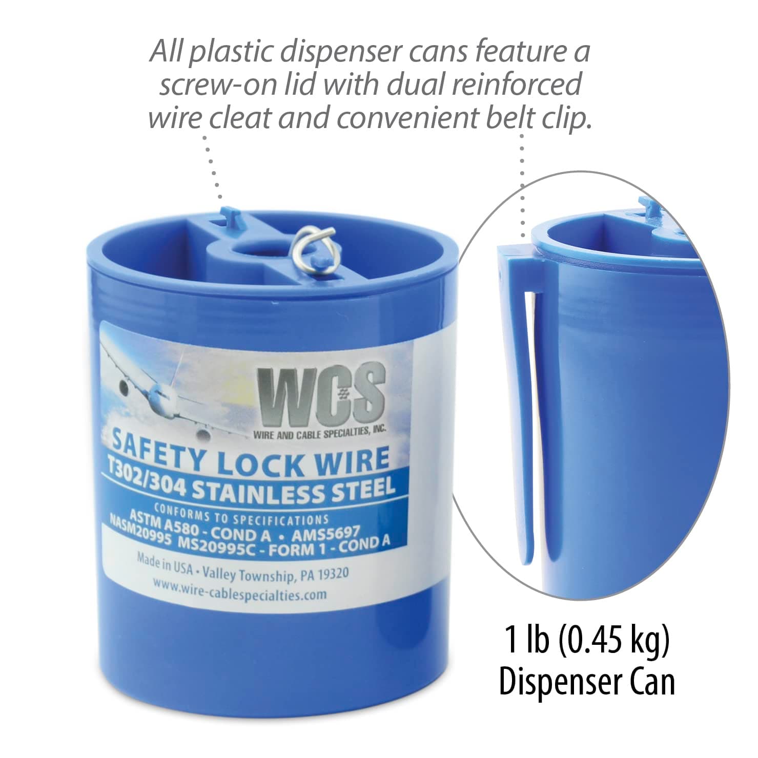 Wire and Cable Specialties MC0410-1#D .041" Safety Lockwire (MS20995C41 1.04 mm, 1 lb 0.45 kg Disp., appx 221 ft 30 m)