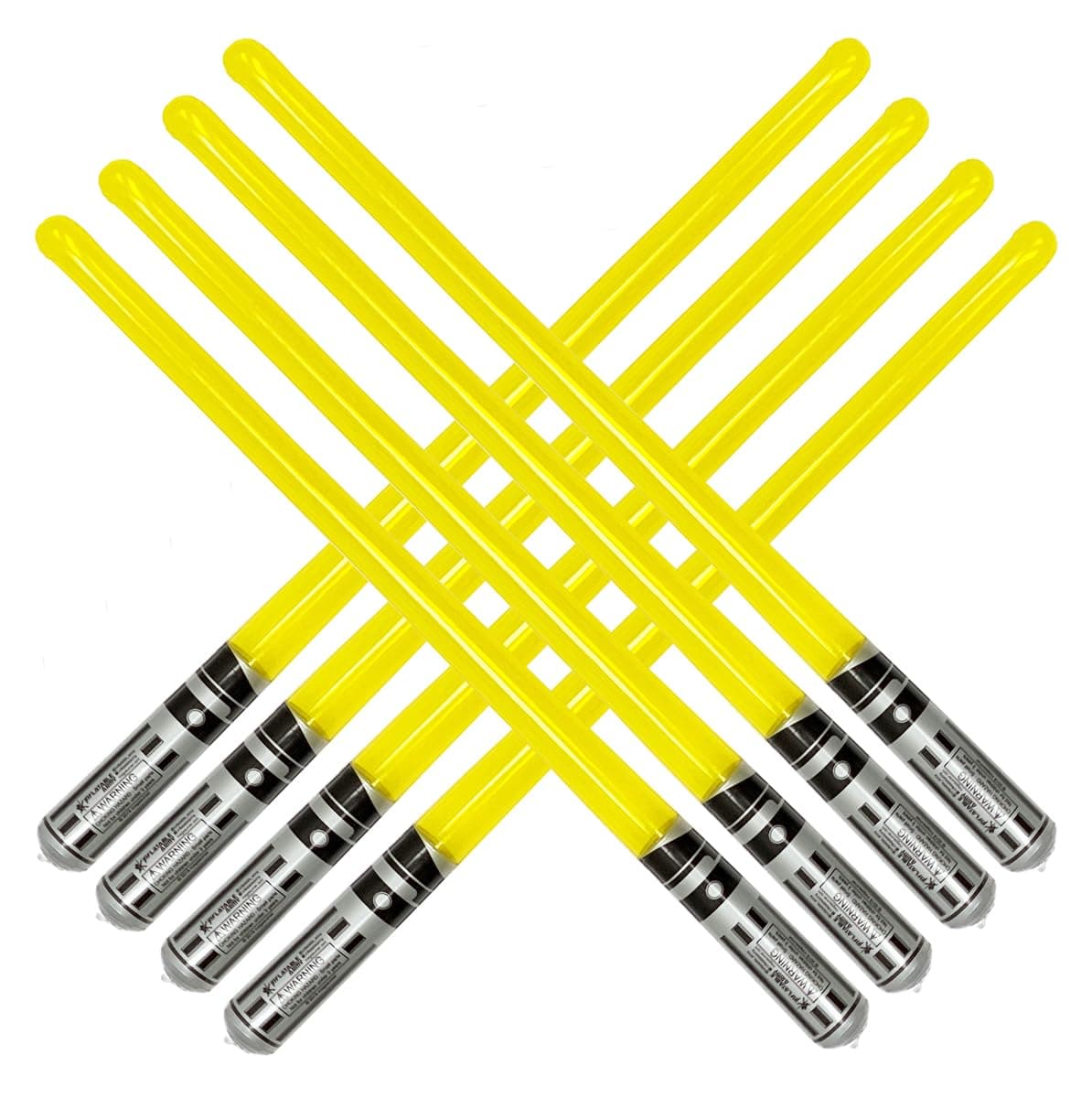 Pack of 8 Inflatable Light Saber Sword Toys - 8 Yellow Lightsabers - Great for Star Wars Parties and Favors, LARP, Halloween Costume, give Away, Christmas Stocking Stuffer