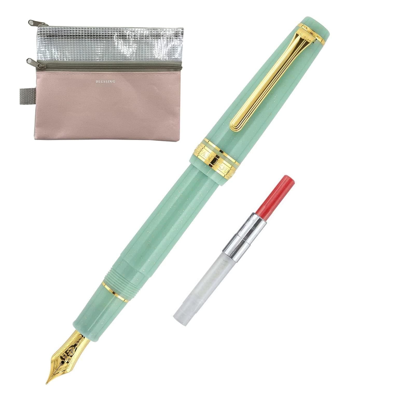 Sailor Professional Gear Slim Fountain Pen (MF) Shikiori Dragon Palace with converter & W zipper case (Japan Import) (11-1227-301)