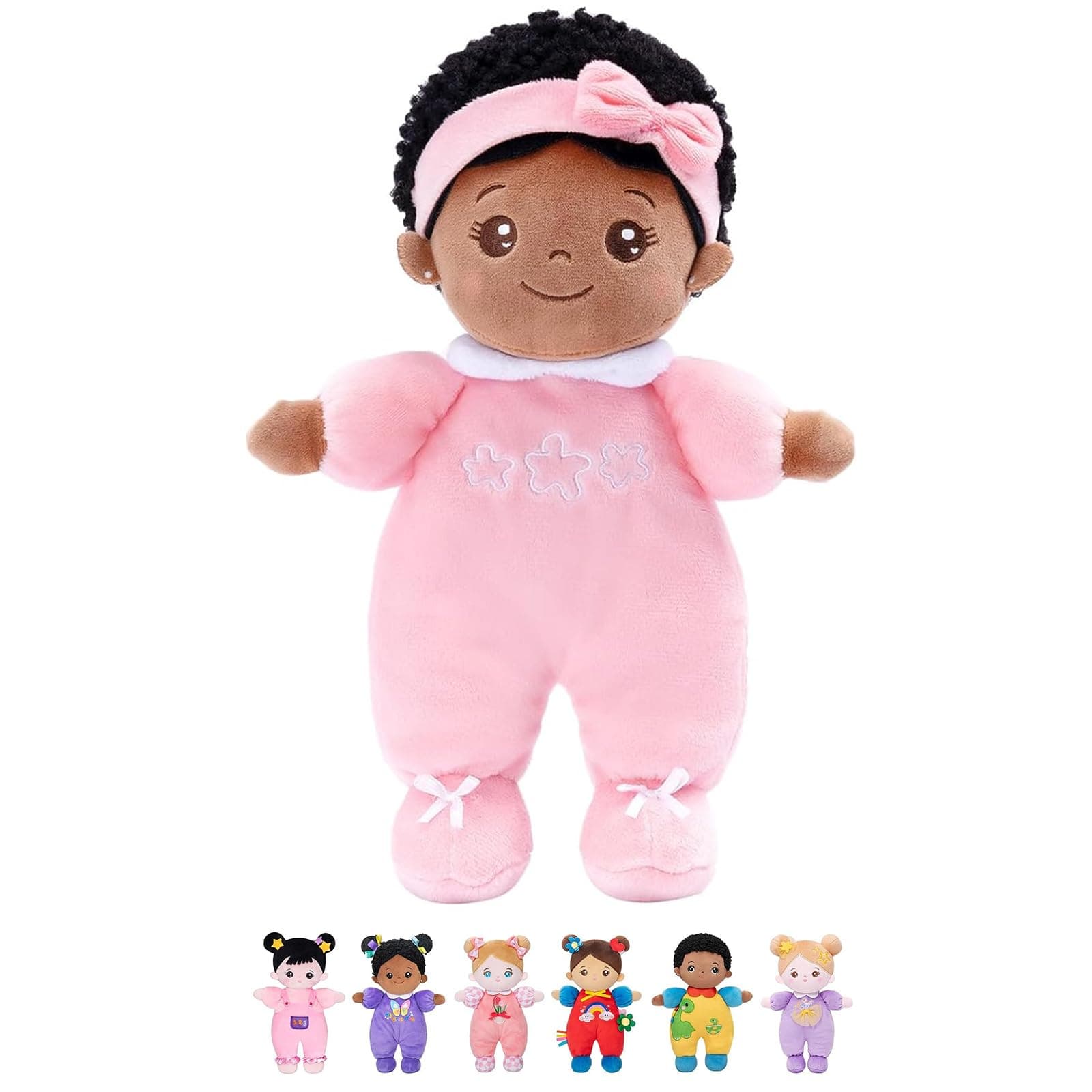 OUOZZZ Black Baby Doll for 1 Year Old Girl Gifts - First African American Baby Dolls Toys for Girl Birthday Christmas Plush Gift for Toddler 10"