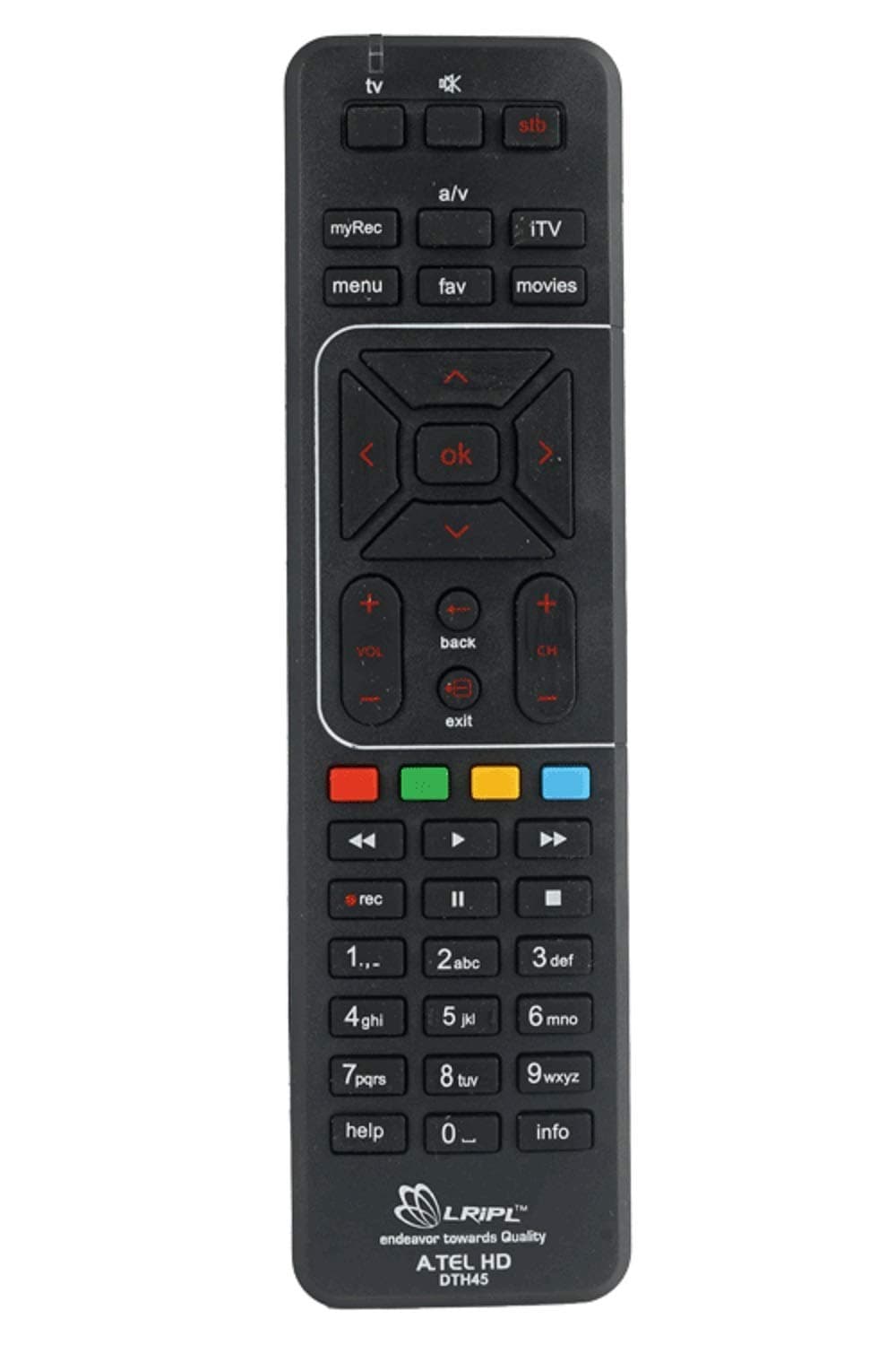 Airtel DigitalTV HD SETUP BOX REMOTE for TV,BLACK