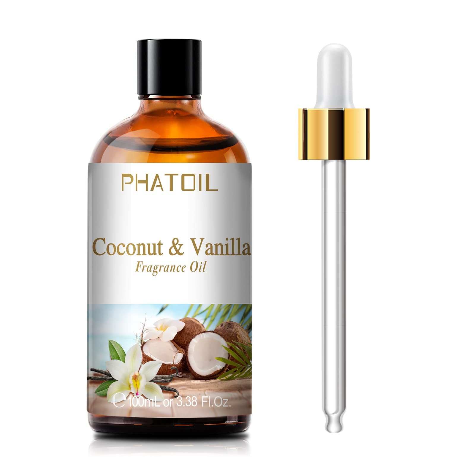 PHATOIL Coconut & Vanilla Fragrance Oils for Aromatherapy, Essential Oils for Diffusers for Home, Premium Quality Coconut & Vanilla Fragrance Essential Oil, Perfect for Diffuser, Relaxation - 100ml