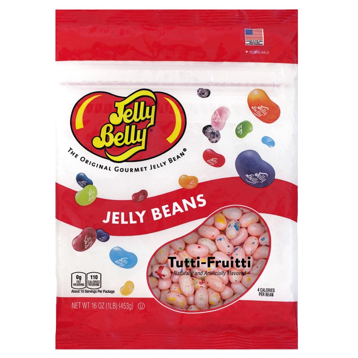Tutti-Fruitti Jelly Beans - 1 Pound (16 Ounces) Resealable Bag - Genuine, Official, Straight from the Source