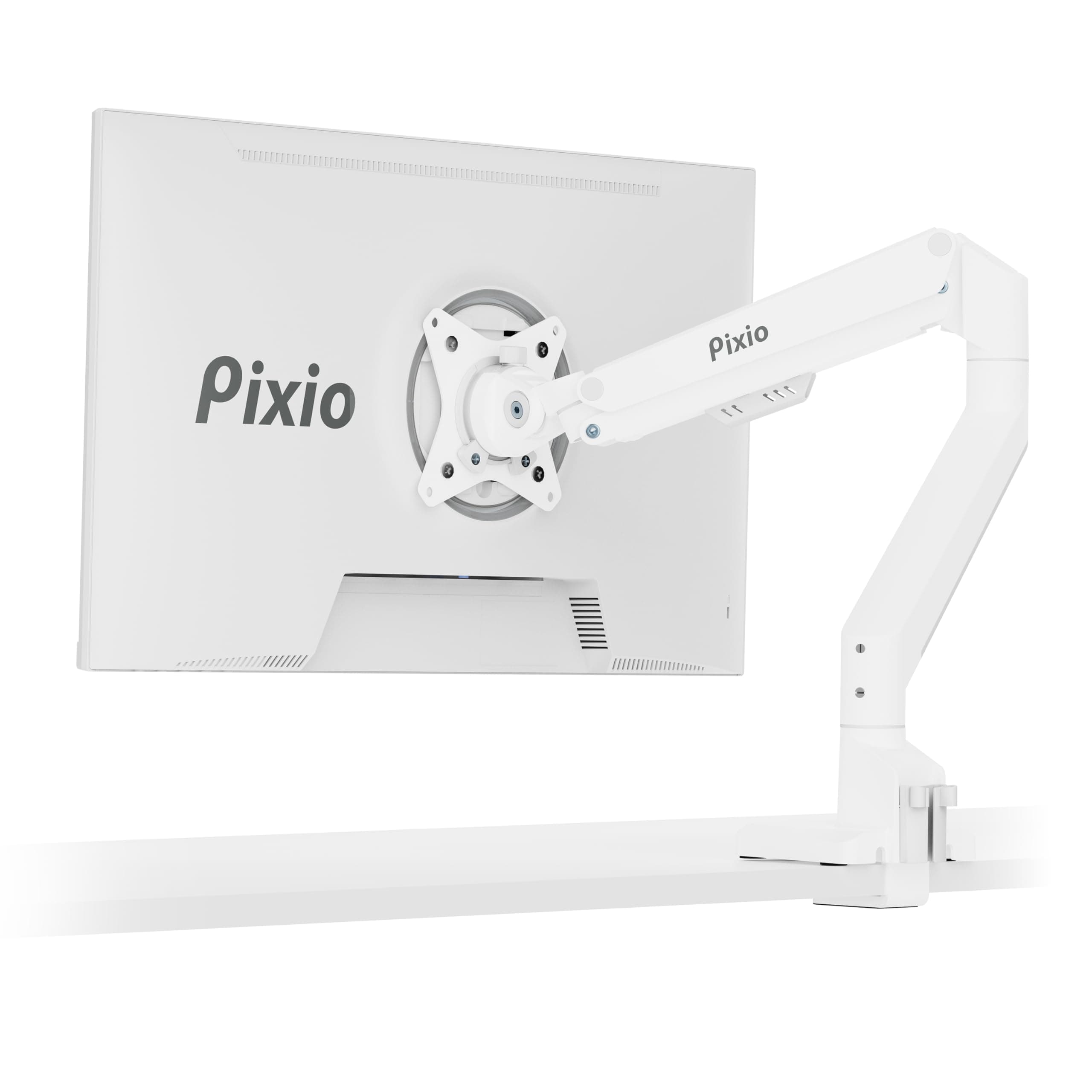 PS1S Wave White Single Monitor Arm Stand Desk Mount - Fits up to 32 inches Monitors and up to 19.8lbs. VESA Compatibility and Integrated Cable Management