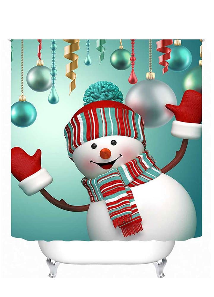 Ajingken Christmas Shower Curtain 3D Printing Curtains Xmas Waterproof Bathroom Curtain