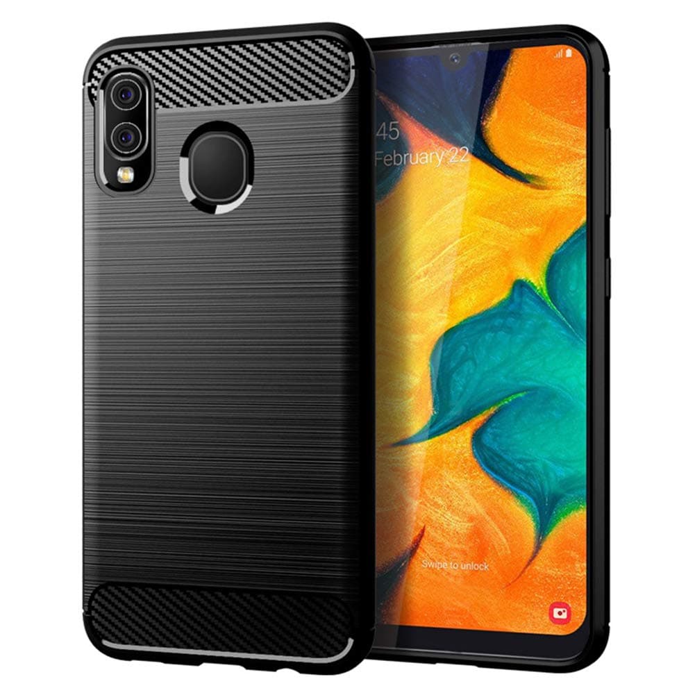 Samsung A20 case,Galaxy A20 Case,Galaxy A30 Case,MAIKEZI Soft TPU Slim Fashion Anti-Fingerprint Non-Slip Protective Phone Case Cover for Samsung Galaxy A20/A30(Black Brushed TPU)