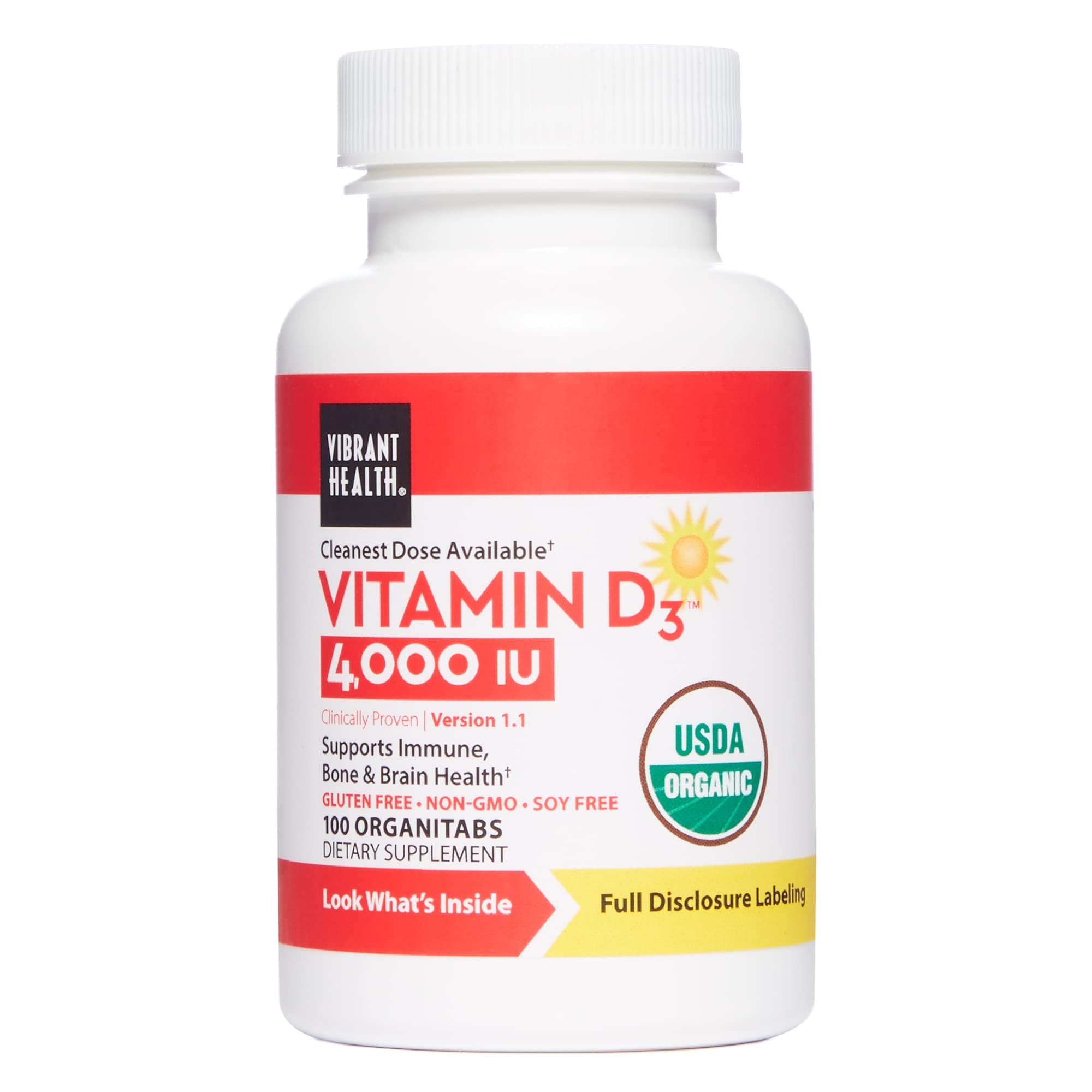 Vibrant Health, Vitamin D3 4000 IU, Supports Immune, Bone and Brain Health, 100 Capsules