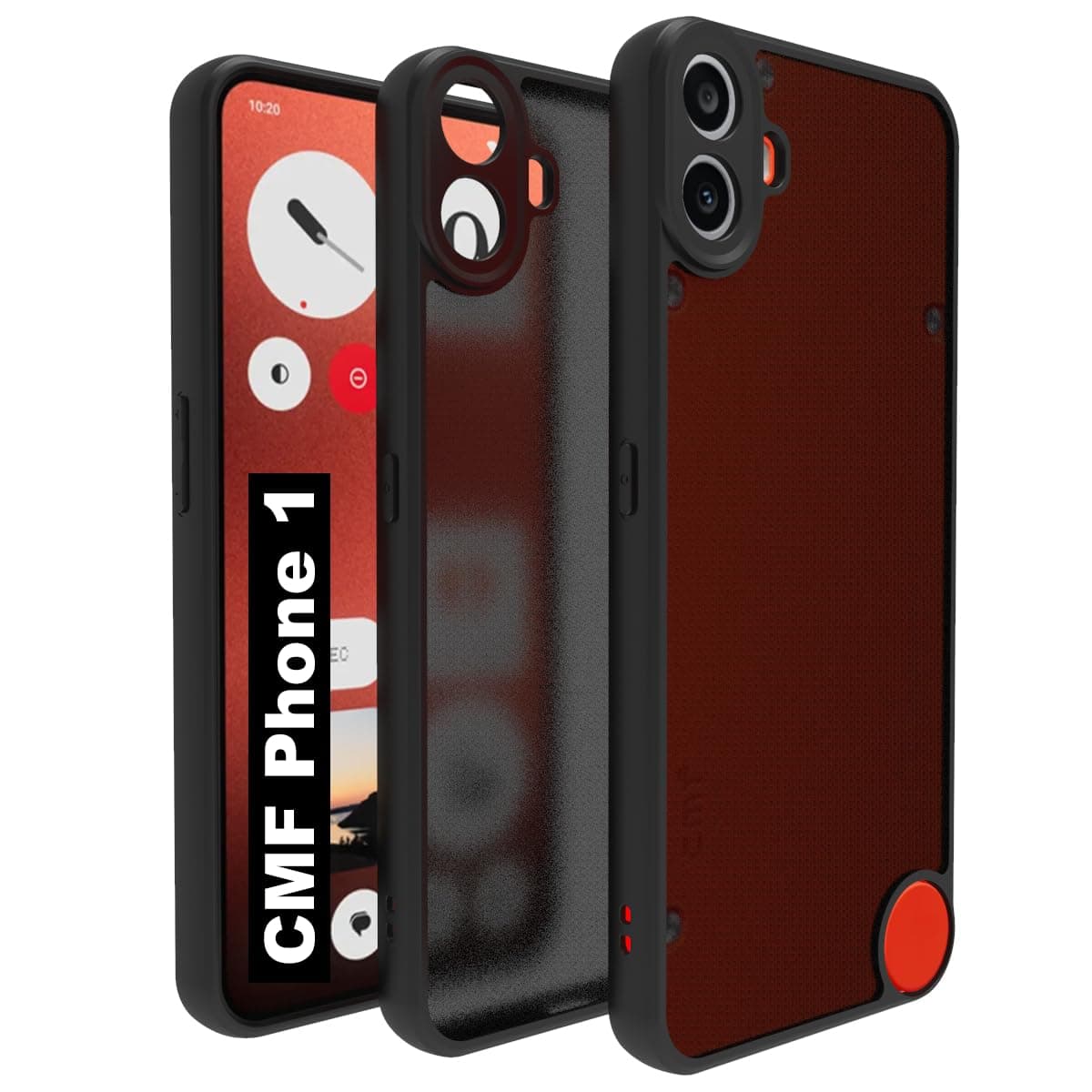 RIGGEAR Shockproof Sleek Hybrid Armor Back Cover Case Compatible with CMF Phone 1 /CMF by Nothing Phone 1 (Smoke Black Matte PC + Black TPU Bumper)