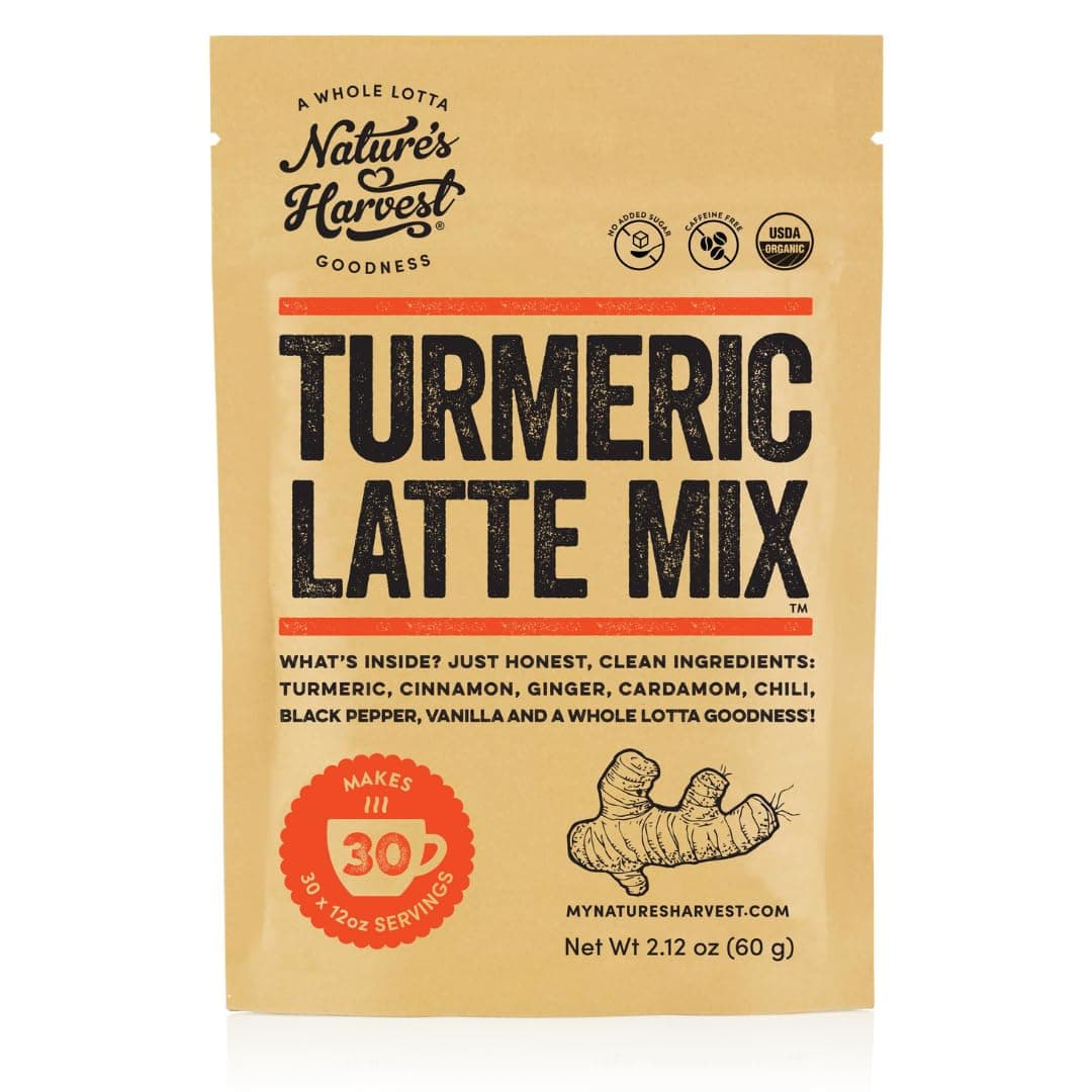 Turmeric Latte Mix, Add on Golden Milk Tea, Smoothies and Other Drinks, Turmeric Spice Blend, Caffeine-Free Coffee Alternative, 2.12 oz Pack, 30 Servings