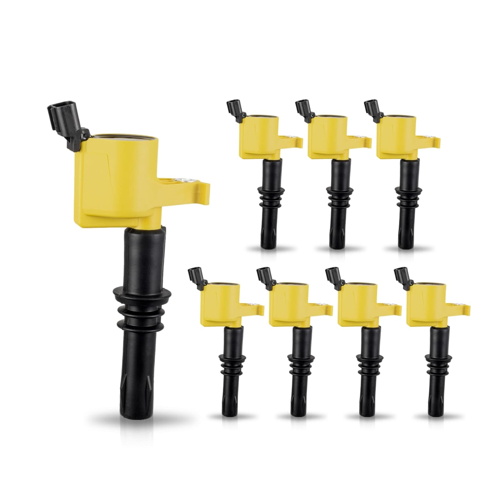 ENA Set of 8 Yellow Ignition Coil Pack Compatible with Ford Lincoln Mercury Mustang Expedition Explorer F150 F250 F350 F450 F550 Mountaineer 2004-2008 V8 4.6L 5.4L Replacement for DG511 C1541 FD508