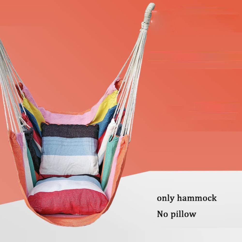 GHGYUF swing hanging chair single Dorm hammock stripe bedroom furniture outdoor Garden not with stand with pillows,F only hammock